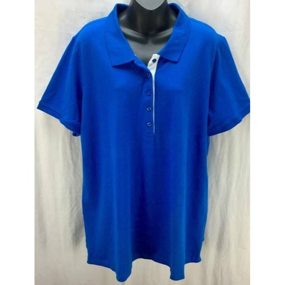 Laura Scott Top Plus 2X Blue Polo Shirt Women New